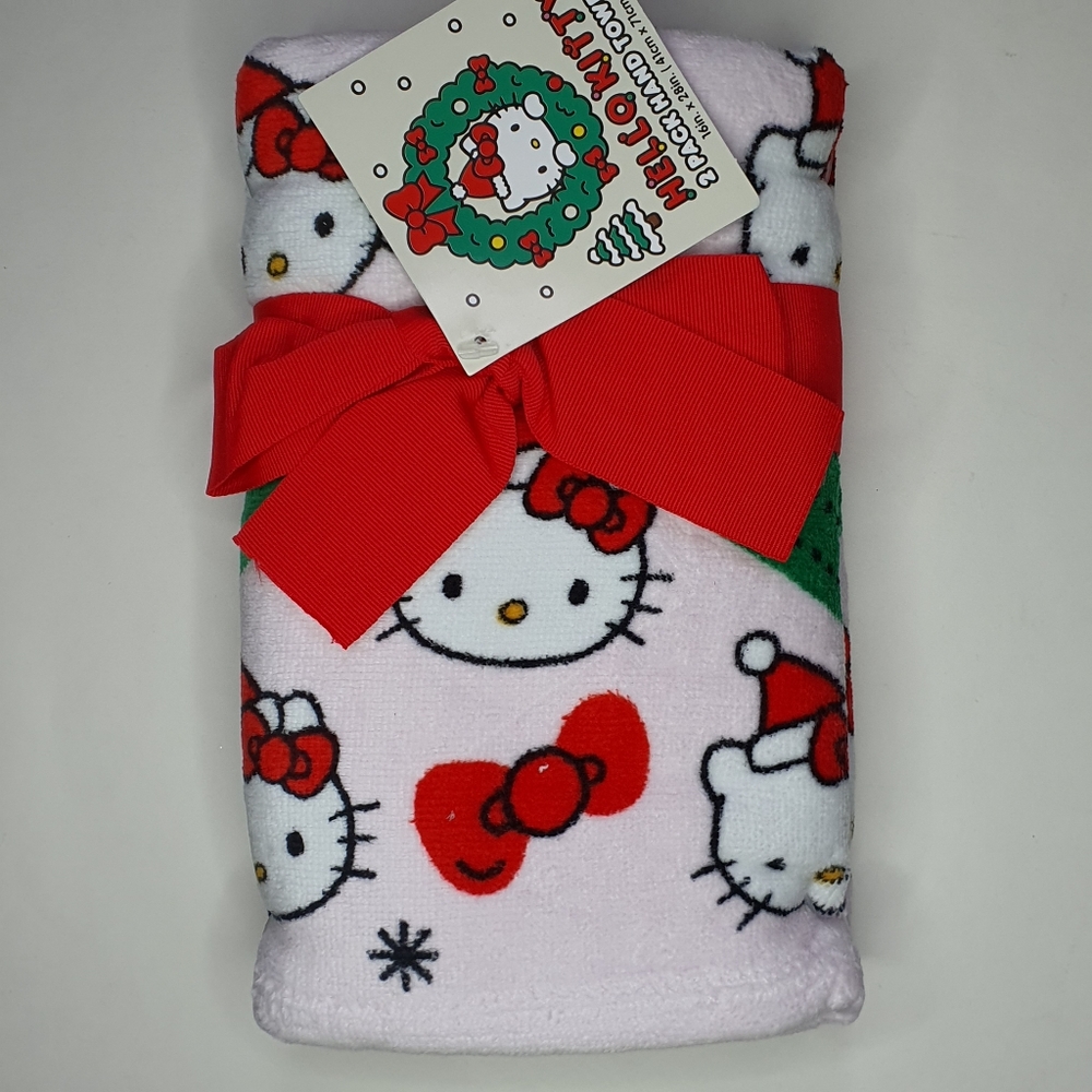 HELLO KITTY by Sanrio Set Of 2 Kitty Trees And Bows Hand Towels